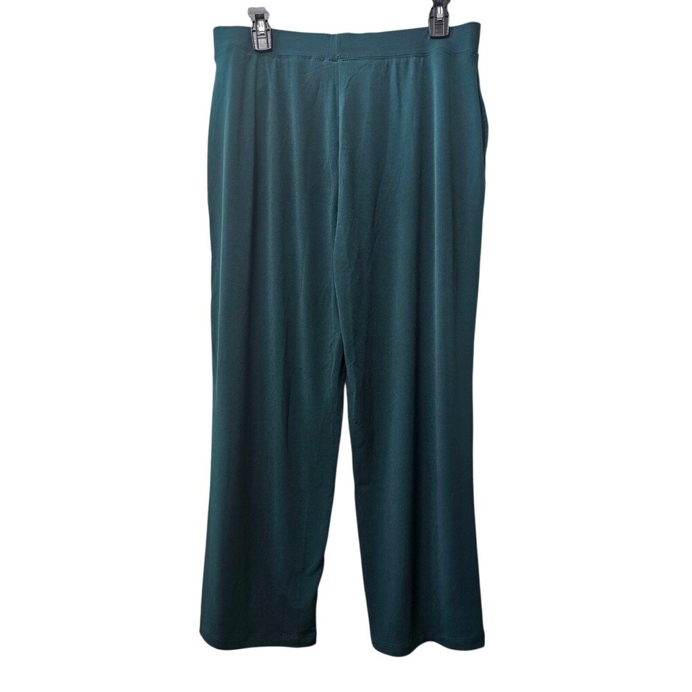 NWOT Susan Graver Petite Liquid Knit Straight Ankle Pant Hunter Green Medium PM - Picture 3 of 3